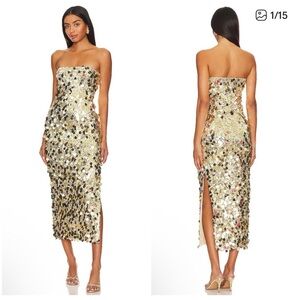 Runaway The Label Gabourne Dress in Gold Size M